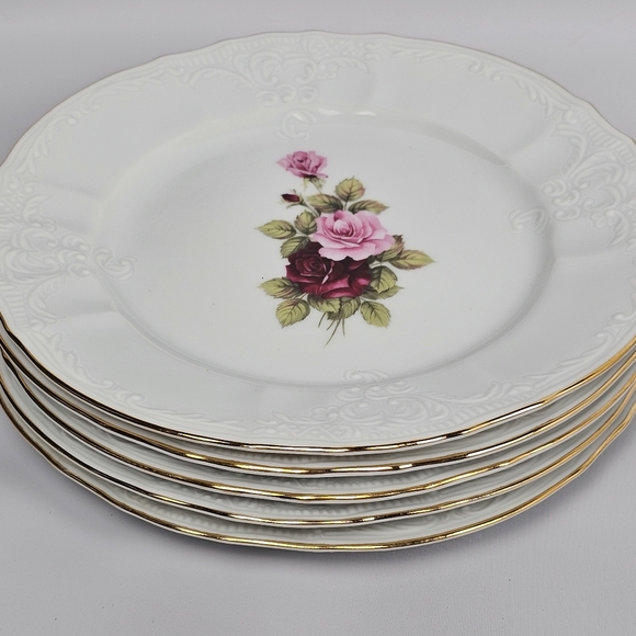 Bernadotte Vintage Embossed China Salad Plate with Roses, Gold Trimmed, EUC,8.5" - Picture 6 of 6